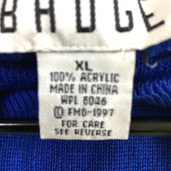 Badge Varsity V Neck Blue Yellow Long Sleeve Sweater - Picture 7 of 8